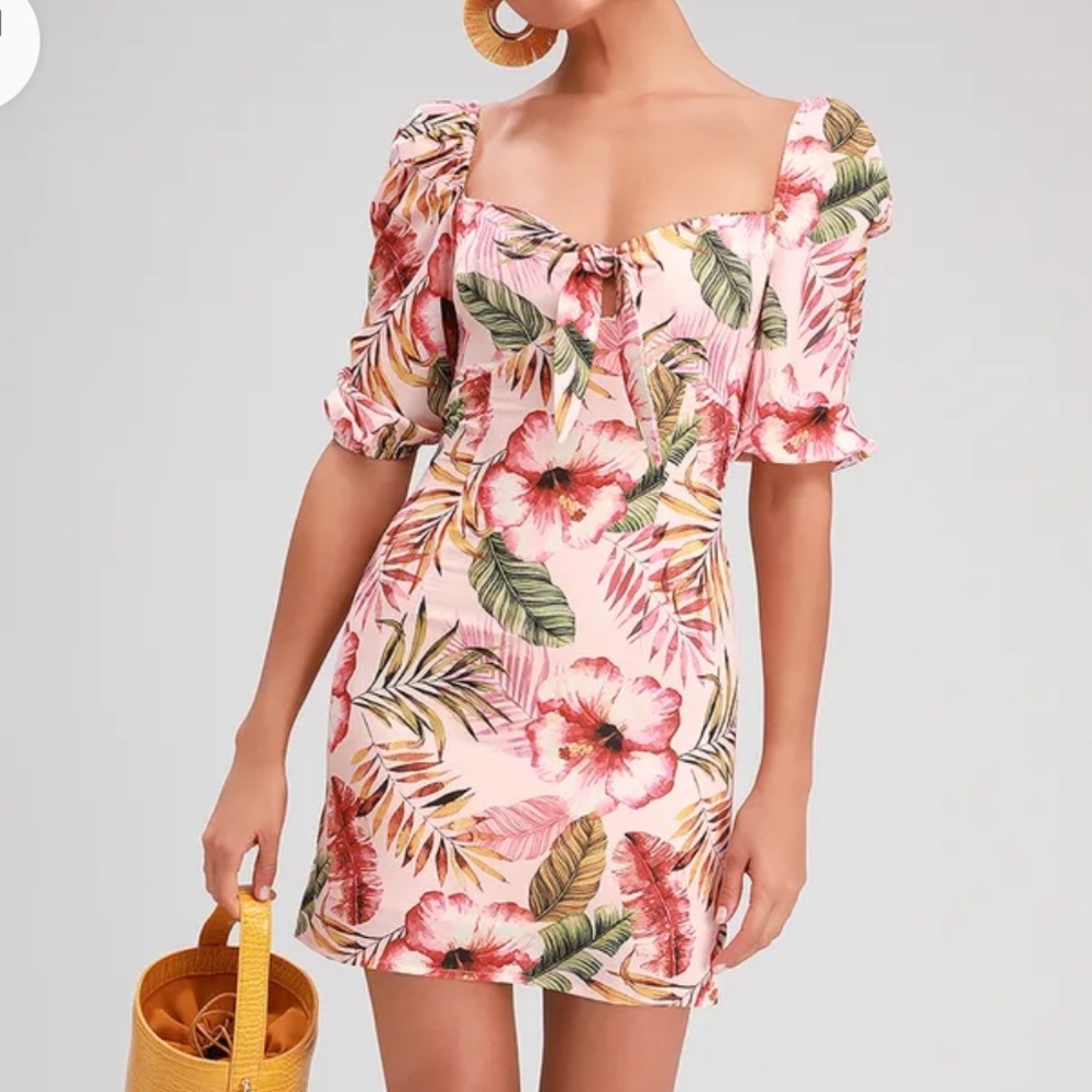 Lulus Pink Tropical Dress